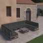 vidaXL Set Divani da Giardino 10 pz con Cuscini Massello di Pino Nero vidaXL Set Divani da Giardino 10 pz con Cuscini Massello di Pino Nero