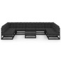 vidaXL Set Divani da Giardino 10 pz con Cuscini Massello di Pino Nero vidaXL Set Divani da Giardino 10 pz con Cuscini Massello di Pino Nero
