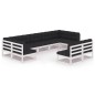 vidaXL Set Divani da Giardino 9 pz con Cuscini Massello di Pino Bianco vidaXL Set Divani da Giardino 9 pz con Cuscini Massello di Pino Bianco