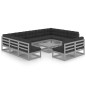 vidaXL Set Divani da Giardino 12pz con Cuscini Grigio Massello di Pino vidaXL Set Divani da Giardino 12pz con Cuscini Grigio Massello di Pino