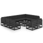 vidaXL Set Divani da Giardino 12 pz con Cuscini Massello di Pino Nero