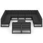 vidaXL Set Divani da Giardino 12 pz con Cuscini Massello di Pino Nero