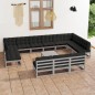 vidaXL Set Divani da Giardino 14pz con Cuscini Grigio Massello di Pino vidaXL Set Divani da Giardino 14pz con Cuscini Grigio Massello di Pino