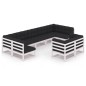 vidaXL Set Divani da Giardino 9 pz con Cuscini Massello di Pino Bianco