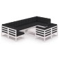 vidaXL Set Divani da Giardino 10 pz Cuscini Bianchi Massello di Pino vidaXL Set Divani da Giardino 10 pz Cuscini Bianchi Massello di Pino