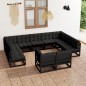 vidaXL Set Divani da Giardino 11 pz con Cuscini Massello di Pino Nero vidaXL Set Divani da Giardino 11 pz con Cuscini Massello di Pino Nero