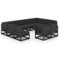 vidaXL Set Divani da Giardino 11 pz con Cuscini Massello di Pino Nero vidaXL Set Divani da Giardino 11 pz con Cuscini Massello di Pino Nero