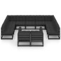 vidaXL Set Divani da Giardino 11 pz con Cuscini Massello di Pino Nero vidaXL Set Divani da Giardino 11 pz con Cuscini Massello di Pino Nero