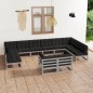 vidaXL Set Divani da Giardino 12pz con Cuscini Grigio Massello di Pino vidaXL Set Divani da Giardino 12pz con Cuscini Grigio Massello di Pino