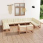 vidaXL Set Divani da Giardino 12 pz Cuscini Miele in Massello di Pino