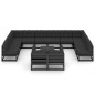 vidaXL Set Divani da Giardino 13 pz con Cuscini Massello di Pino Nero vidaXL Set Divani da Giardino 13 pz con Cuscini Massello di Pino Nero