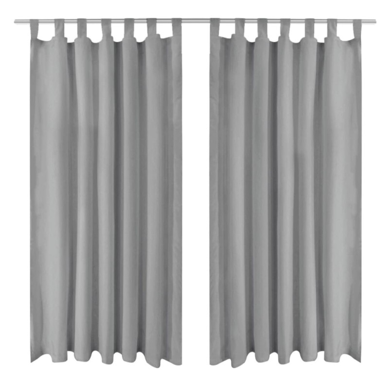 2 Pz Tende in Micro Raso con Passanti 140x245 cm Grigie 2 Pz Tende in Micro Raso con Passanti 140x245 cm Grigie