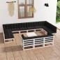 vidaXL Set Divani da Giardino 14 pz Cuscini Bianchi Massello di Pino vidaXL Set Divani da Giardino 14 pz Cuscini Bianchi Massello di Pino