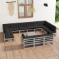 vidaXL Set Divani da Giardino 14pz con Cuscini Grigio Massello di Pino