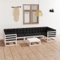 vidaXL Set Salotto Giardino 8pz con Cuscini Bianco Legno Massello Pino vidaXL Set Salotto Giardino 8pz con Cuscini Bianco Legno Massello Pino