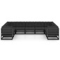vidaXL Set Divani da Giardino 9 pz con Cuscini Massello di Pino Nero vidaXL Set Divani da Giardino 9 pz con Cuscini Massello di Pino Nero