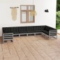 vidaXL Set Divani da Giardino 10 pz Grigio Cuscini Massello di Pino vidaXL Set Divani da Giardino 10 pz Grigio Cuscini Massello di Pino