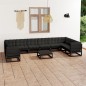 vidaXL Set Divani da Giardino 11 pz con Cuscini Massello di Pino Nero vidaXL Set Divani da Giardino 11 pz con Cuscini Massello di Pino Nero