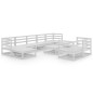 vidaXL Set Divani da Giardino 10 pz Bianchi in Legno Massello di Pino
