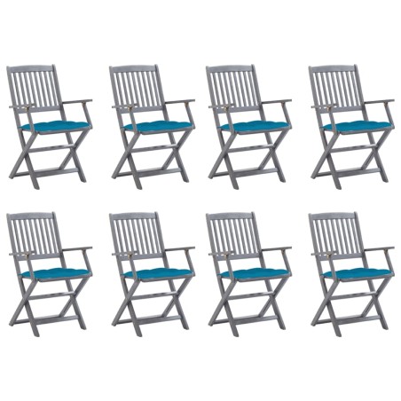 vidaXL Sedie da Giardino Pieghevoli 8 pz con Cuscini Massello Acacia