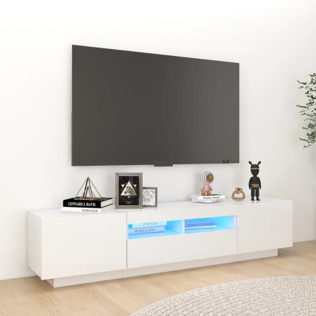 vidaXL Mobile Porta TV con Luci LED Bianco Lucido 180x35x40 cm