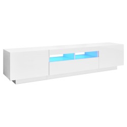 vidaXL Mobile Porta TV con Luci LED Bianco Lucido 180x35x40 cm