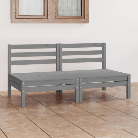 vidaXL Divano da Giardino a 2 Posti Grigio in Legno Massello di Pino