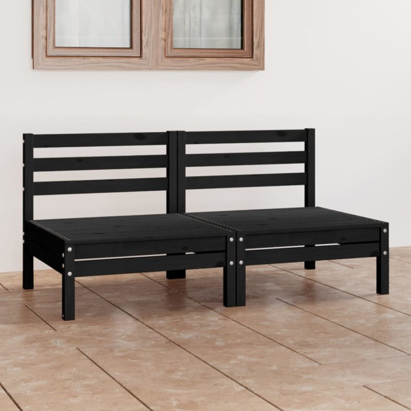 vidaXL Divano da Giardino a 2 Posti Nero in Legno Massello di Pino vidaXL Divano da Giardino a 2 Posti Nero in Legno Massello di Pino
