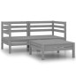 vidaXL Set Divani da Giardino 3 pz Grigio in Legno Massello di Pino vidaXL Set Divani da Giardino 3 pz Grigio in Legno Massello di Pino