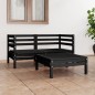 vidaXL Set Divani da Giardino 3 pz Nero in Legno Massello di Pino vidaXL Set Divani da Giardino 3 pz Nero in Legno Massello di Pino