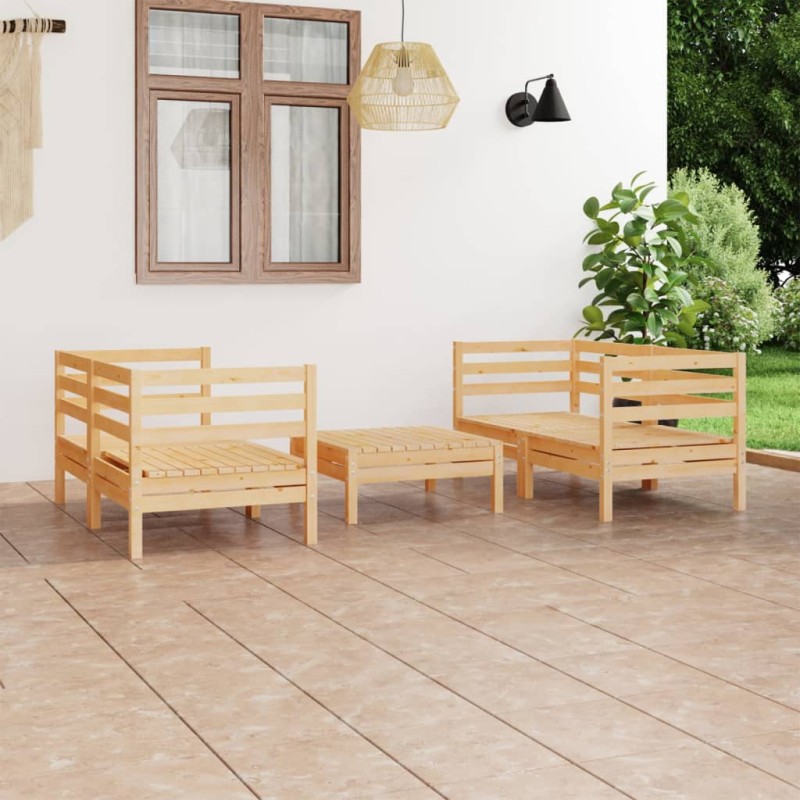 vidaXL Set Divani da Giardino 5 pz in Legno Massello di Pino vidaXL Set Divani da Giardino 5 pz in Legno Massello di Pino