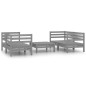 vidaXL Set Divani da Giardino 5 pz Grigio in Legno Massello di Pino vidaXL Set Divani da Giardino 5 pz Grigio in Legno Massello di Pino