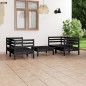 vidaXL Set Divani da Giardino 5 pz Nero in Legno Massello di Pino