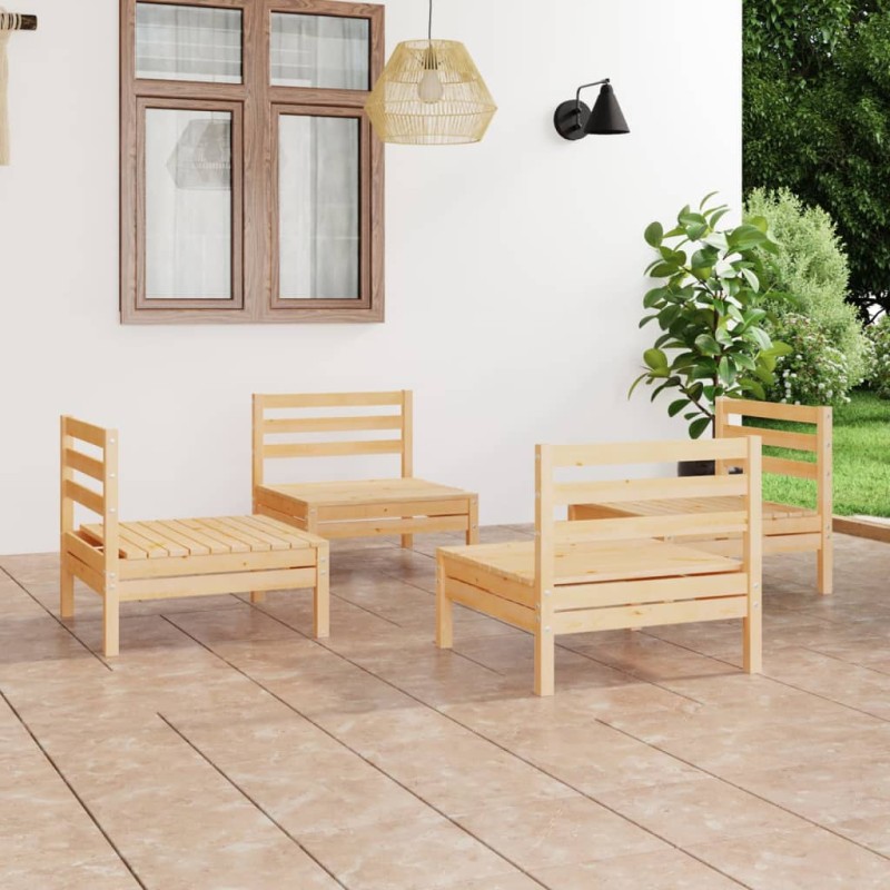 vidaXL Set Divani da Giardino 4 pz in Legno Massello di Pino