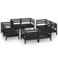 vidaXL Set Divani da Giardino 8 pz Nero in Legno Massello di Pino vidaXL Set Divani da Giardino 8 pz Nero in Legno Massello di Pino