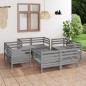 vidaXL Set Divani da Giardino 9 pz Grigio in Legno Massello di Pino