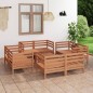 vidaXL Set Salotto da Giardino 9pz Marrone Ambra Legno Massello Pino