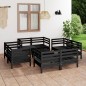 vidaXL Set Divani da Giardino 9 pz Nero in Legno Massello di Pino vidaXL Set Divani da Giardino 9 pz Nero in Legno Massello di Pino