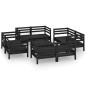 vidaXL Set Divani da Giardino 9 pz Nero in Legno Massello di Pino vidaXL Set Divani da Giardino 9 pz Nero in Legno Massello di Pino