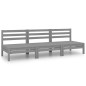 vidaXL Set Divani da Giardino 3 pz Grigio in Legno Massello di Pino