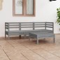 vidaXL Set Divani da Giardino 4 pz Grigio in Legno Massello di Pino vidaXL Set Divani da Giardino 4 pz Grigio in Legno Massello di Pino
