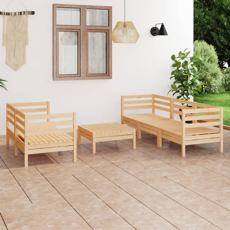 vidaXL Set Divani da Giardino 6 pz in Legno Massello di Pino