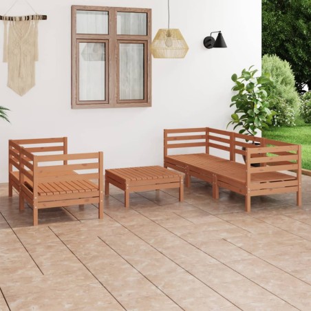 vidaXL Set Salotto da Giardino 6 pz Marrone Ambra Legno Massello Pino