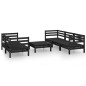 vidaXL Set Divani da Giardino 6 pz Nero in Legno Massello di Pino