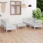 vidaXL Set Divani da Giardino 7 pz Bianco in Legno Massello di Pino vidaXL Set Divani da Giardino 7 pz Bianco in Legno Massello di Pino