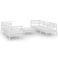 vidaXL Set Divani da Giardino 7 pz Bianco in Legno Massello di Pino vidaXL Set Divani da Giardino 7 pz Bianco in Legno Massello di Pino