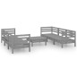 vidaXL Set Divani da Giardino 7 pz Grigio in Legno Massello di Pino vidaXL Set Divani da Giardino 7 pz Grigio in Legno Massello di Pino
