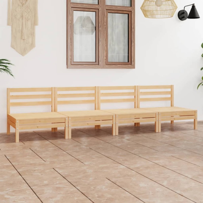 vidaXL Set Divani da Giardino 4 pz in Legno Massello di Pino