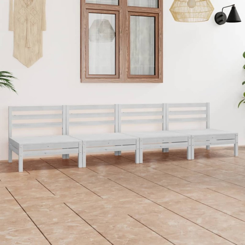 vidaXL Set Divani da Giardino 4 pz Bianco in Legno Massello di Pino vidaXL Set Divani da Giardino 4 pz Bianco in Legno Massello di Pino