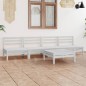 vidaXL Set Divani da Giardino 5 pz Bianco in Legno Massello di Pino